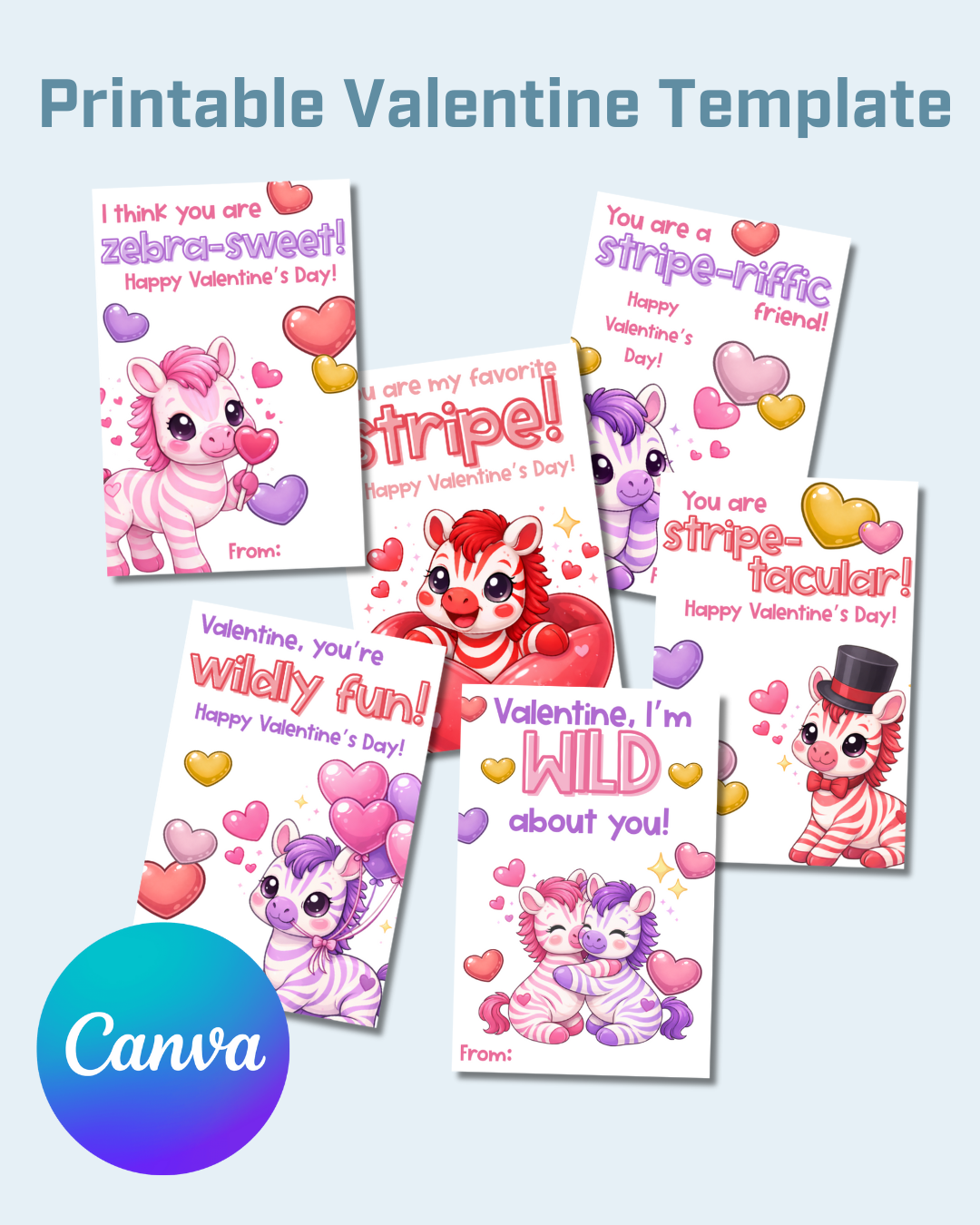 Zebra Printable Valentine Cards