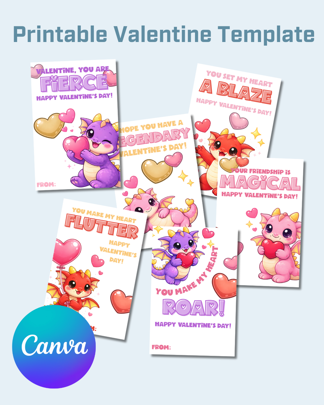 Dragon Printable Valentine Cards
