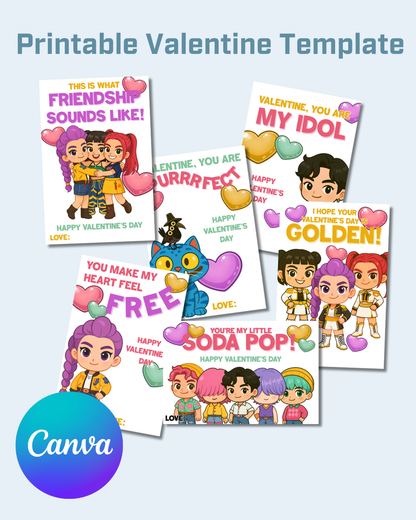 K Pop Demon Hunters Printable Valentine Cards