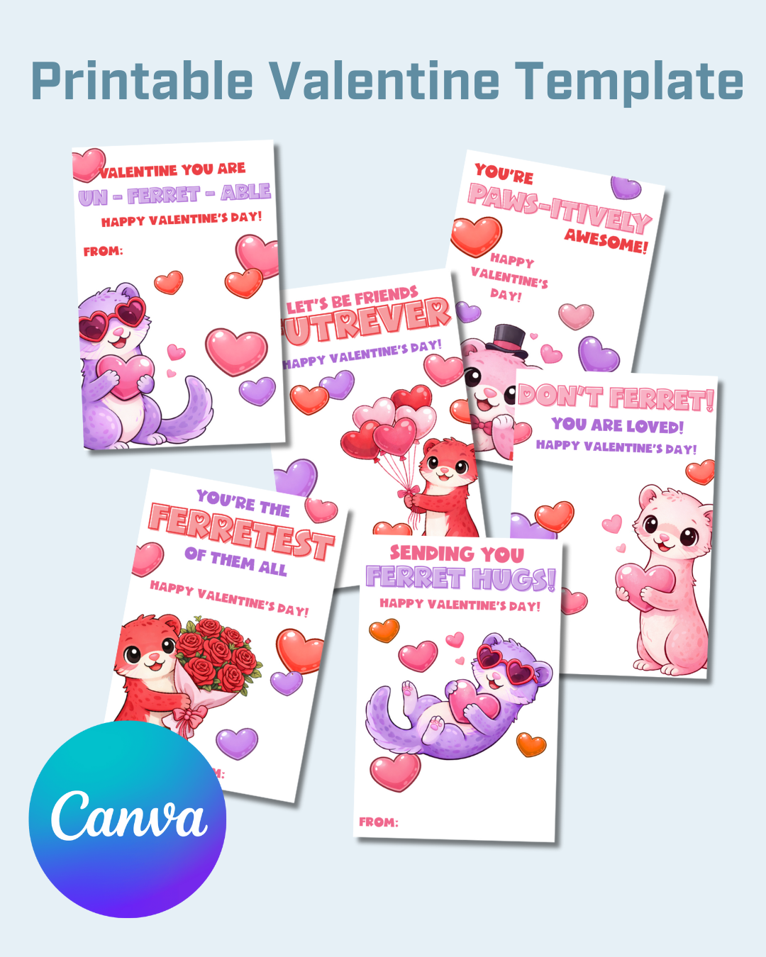 Ferret Printable Valentine Cards