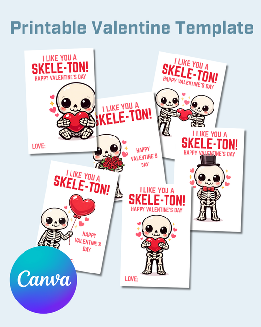 Skeleton Printable Valentine Cards