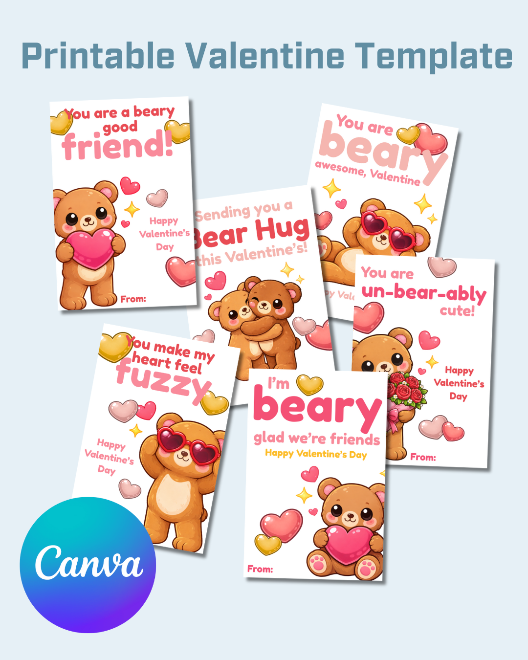Teddy Bear Printable Valentine Cards