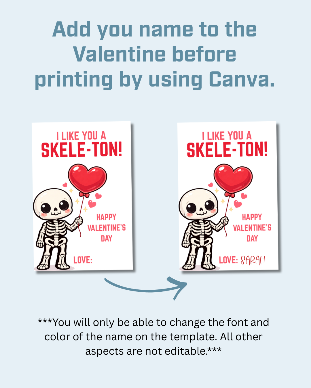 Skeleton Printable Valentine Cards