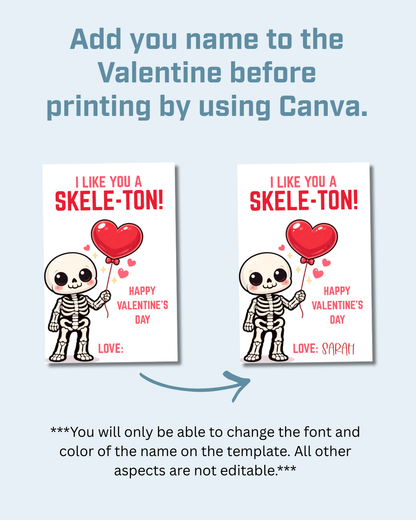 Skeleton Printable Valentine Cards