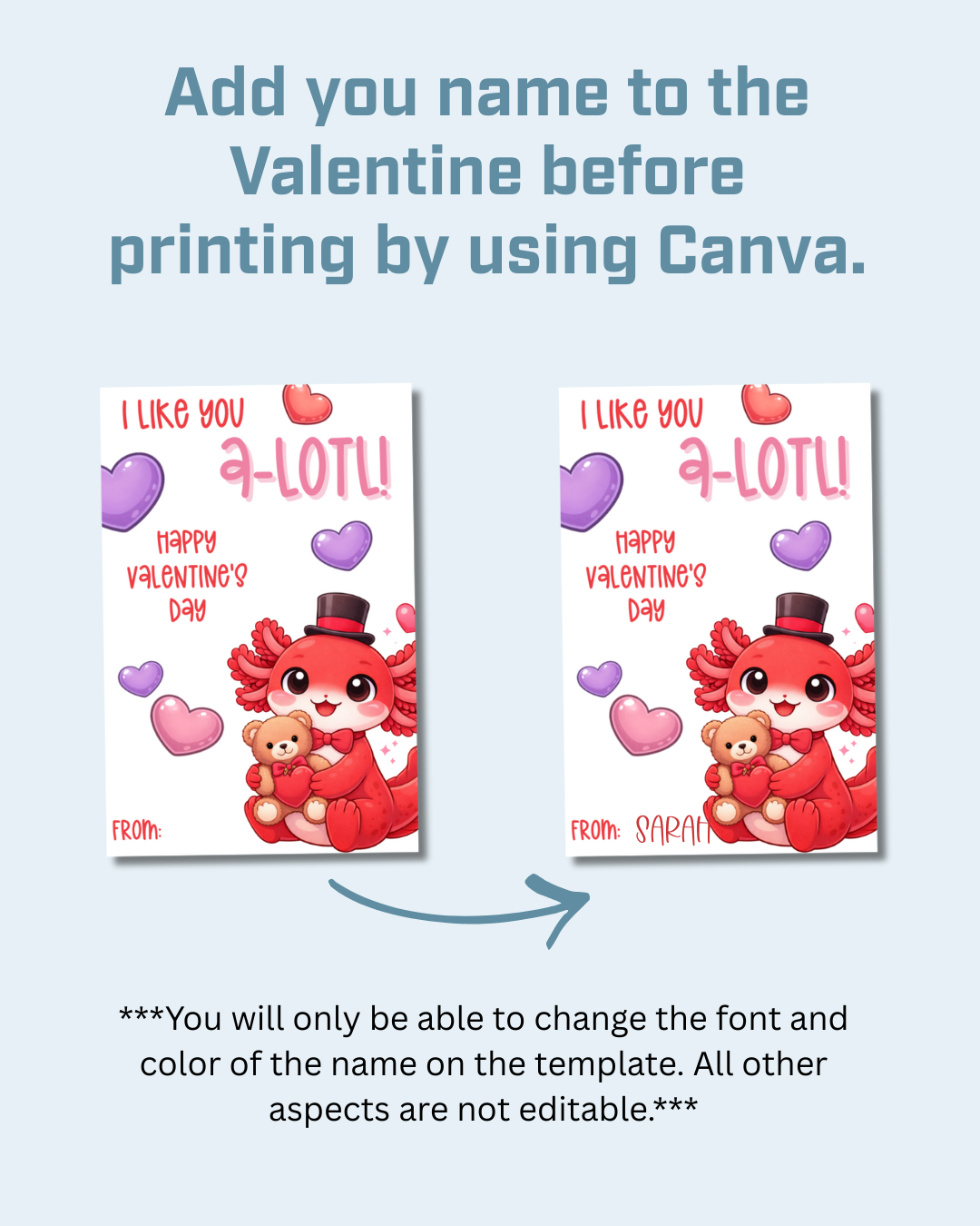 Axolotl Printable Valentine Cards