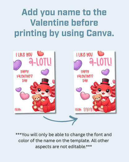 Axolotl Printable Valentine Cards