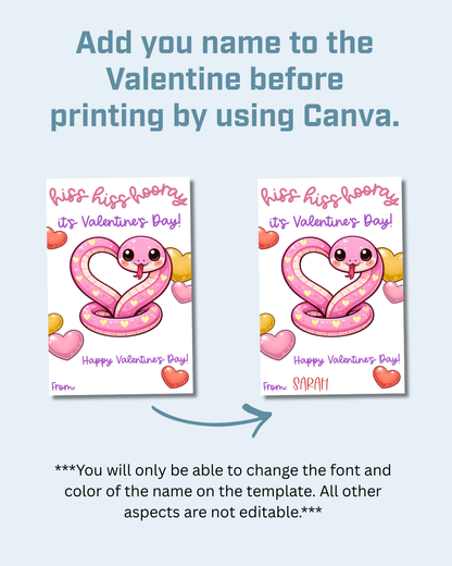 Snake Printable Valentine Cards