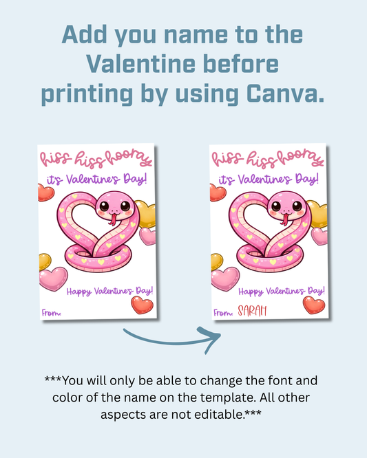 Snake Printable Valentine Cards