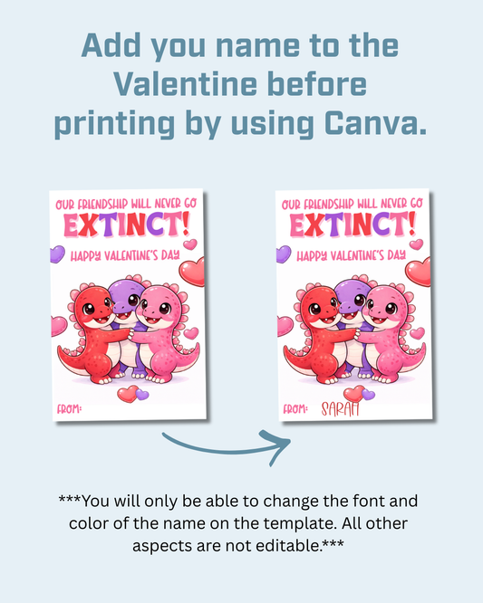 Dinosaur Printable Valentine Cards