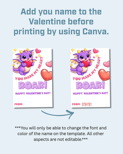 Dragon Printable Valentine Cards