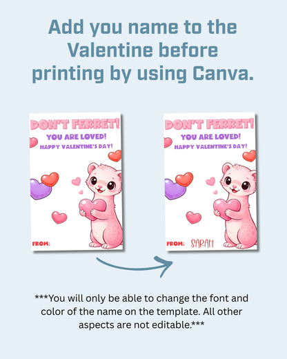 Ferret Printable Valentine Cards