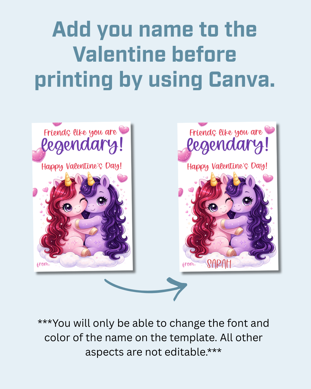 Unicorn Printable Valentine Cards